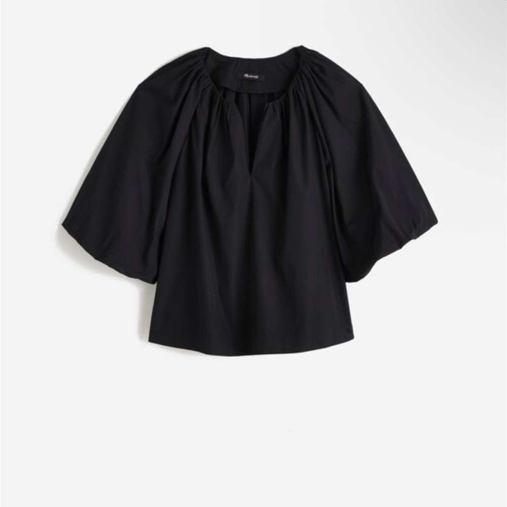 Bubble-Sleeve Top in Poplin